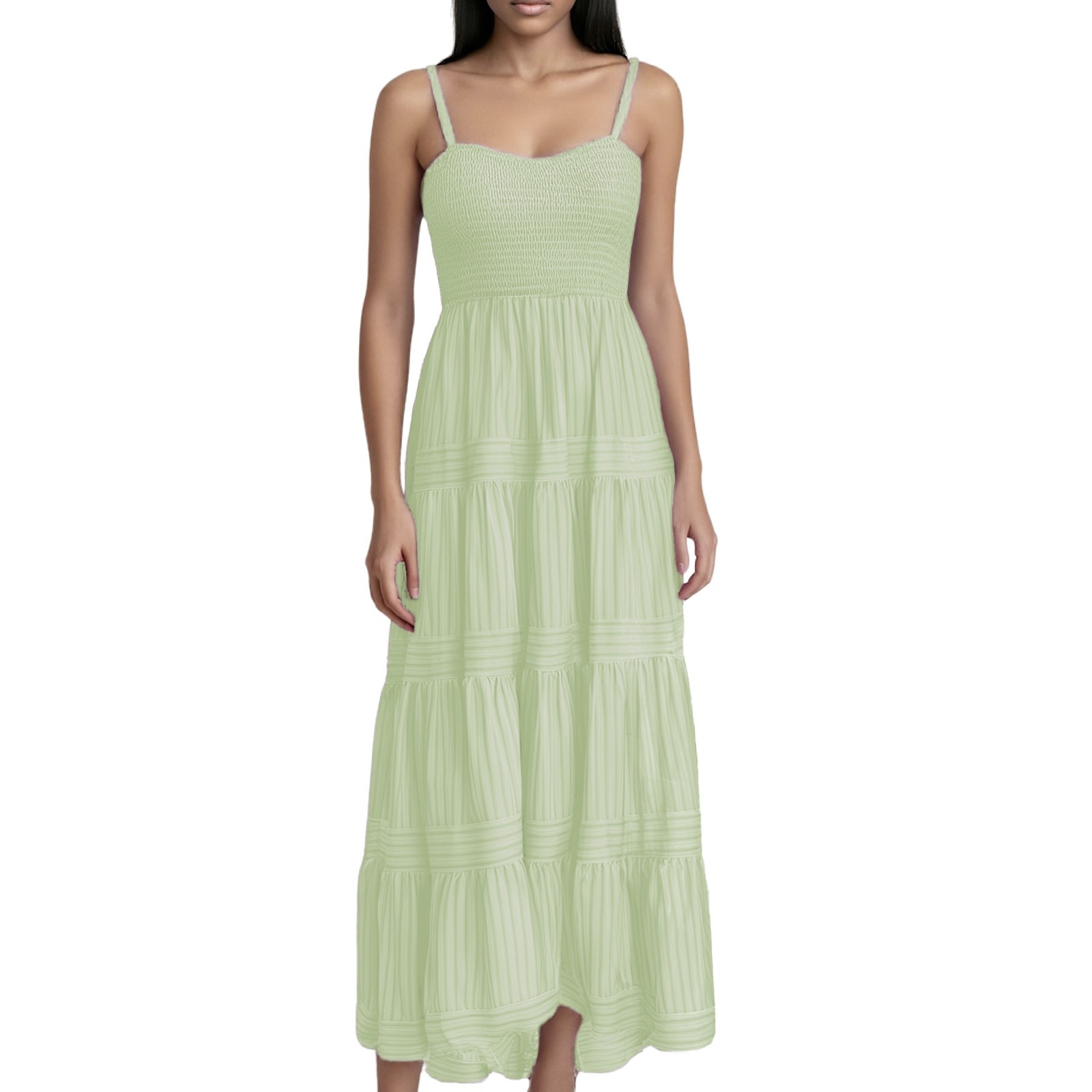 thumbnail image 2 of Vestido largo bohemio con tirantes a rayas para mujer - Vestido largo informal de verano para la playa, 2 of 5